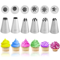 free shipping 6pcs stainless steel icing tips diy bakeware frosting piping nozzles set