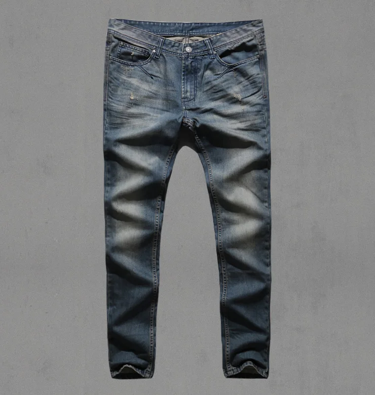 Модные Винтаж Для мужчин s Рваные джинсы Штаны Slim Fit Проблемные хип хоп Denim Новая