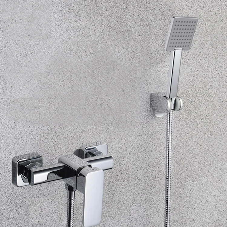 

Chrome Solid brass shower mixer faucet wall mounted Cold and hot water tap faucet mixing valve shower set