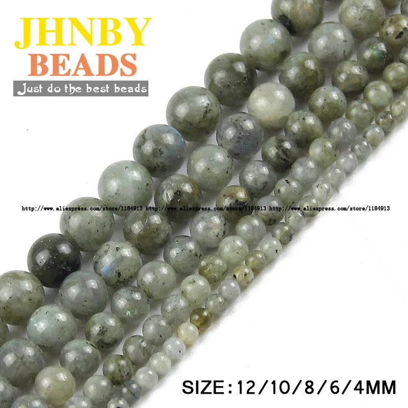 JHNBY Labradorite Feldspar круглые бусины из натурального камня 4/6/8/10/12 мм разделители для