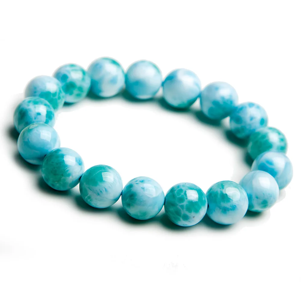 12 мм браслет из натуральных синих бусин Larimar от Dominica Gemstone Healing Stretch Water Pattern