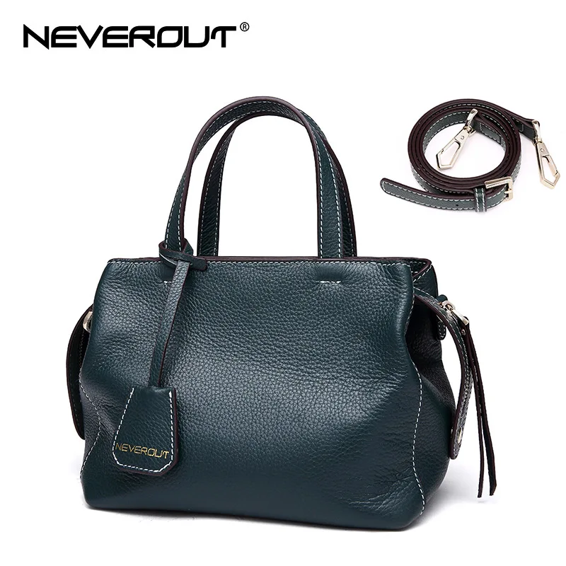Dark green NEVEROUT, Фирменные женские мягкие сумки из натуральной кожи, одноцветные сумки на плечо, женские маленькие сумочки через плечо, повседневные сумочки на молнии - Цвет: Dark green