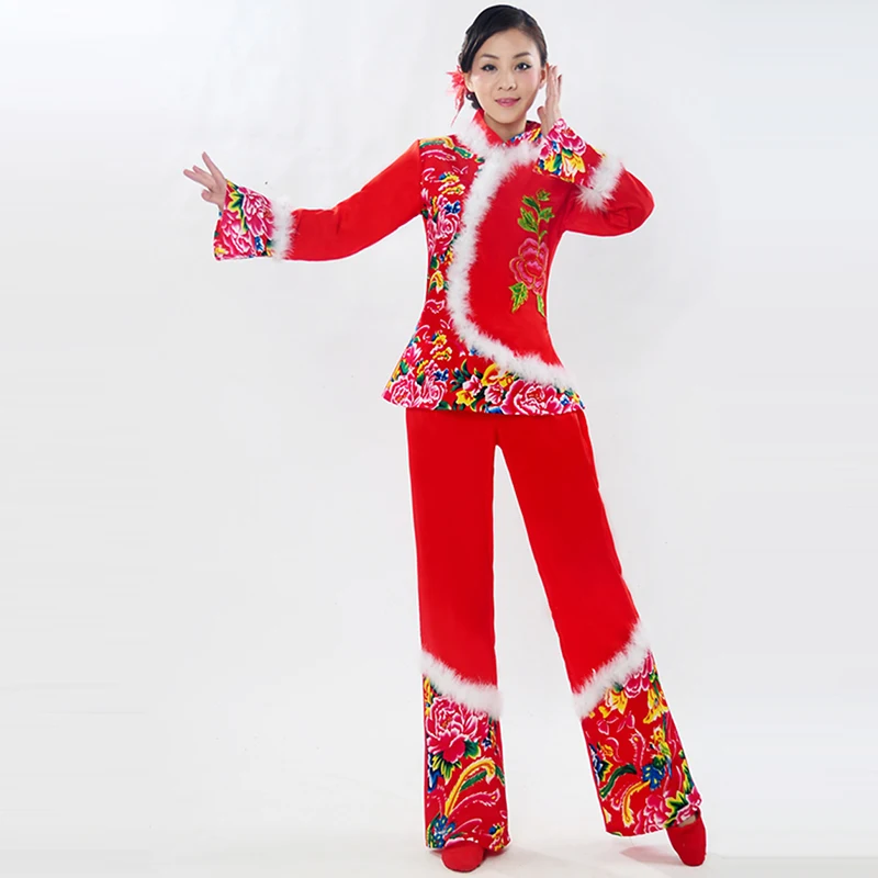 Китайская одежда hanfu Yangko костюм веера для женщин взрослых Этническая Одежда