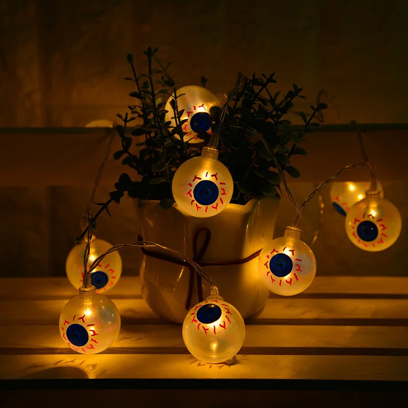 2 м Ghost Eye String огни 20 светодиодный гирлянды Хэллоуин светодиод на батарейке лампа