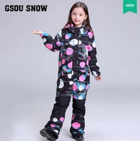 girls jumpsuit for skiing snowboarding kids outdoor black jackets and pants set childrens one piece skiwear onesie snow suit