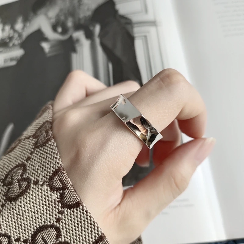 LouLeur, настоящее Серебро s925 пробы, вечерние кольца, квадратные геометрические, нейтральные, в стиле хип-хоп, открытые кольца для женщин, модные ювелирные изделия, подарок, новинка