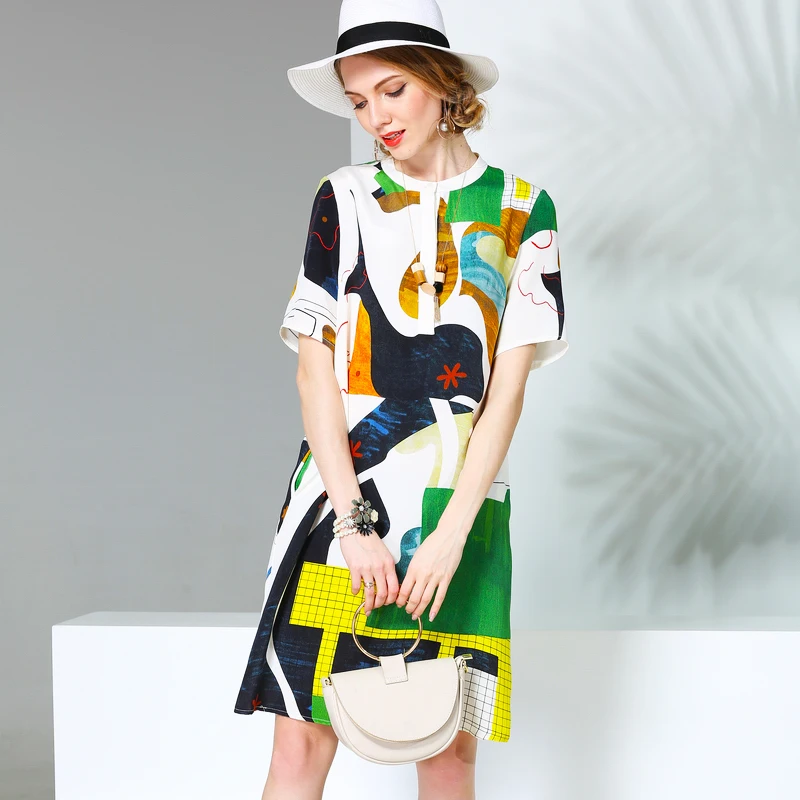 Женское платье с принтом Vogue винтажное офисное большого размера для вечеринки