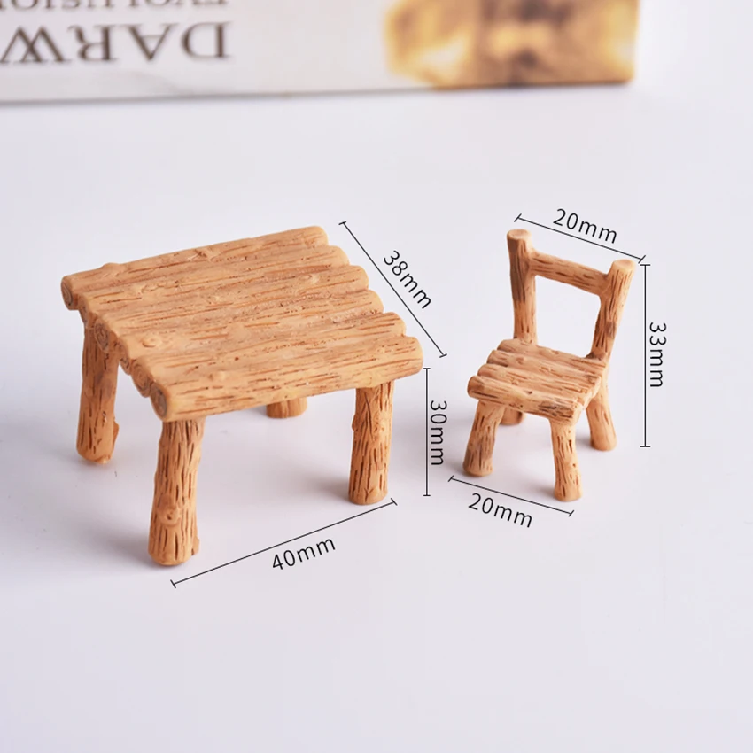 Мини-столы и стулья статуэтка мебели поделки ландшафт растения миниатюры Декор