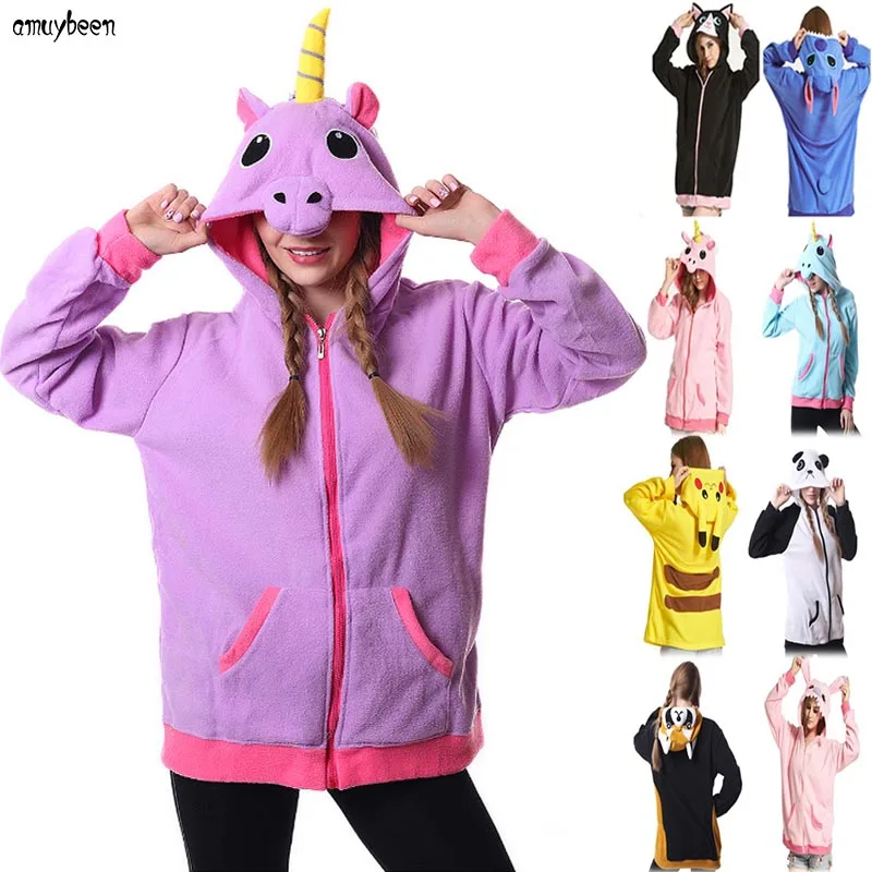 худи и толстовки единорог кофта женская с капюшоном на молнии толстовка аниме
