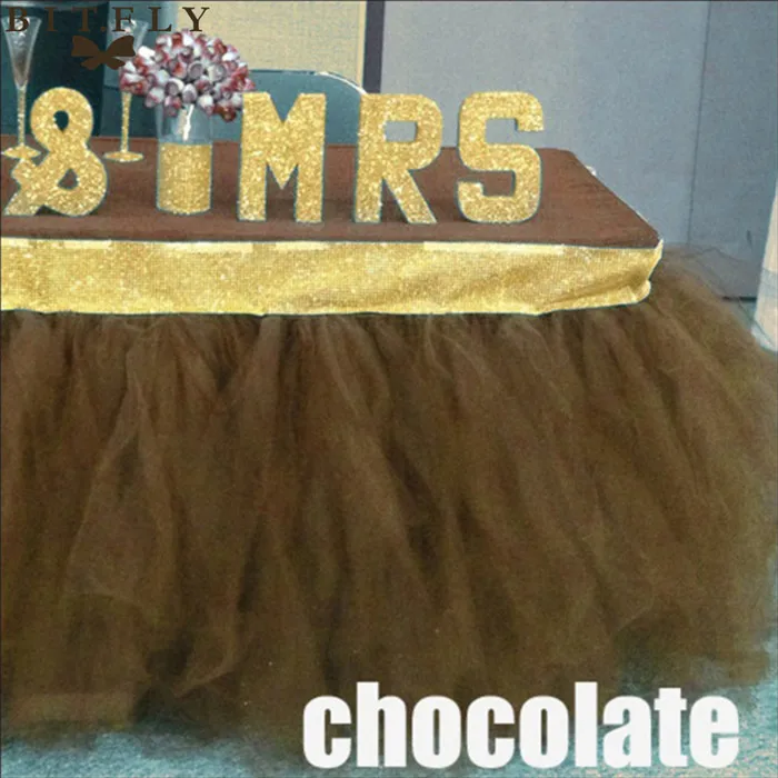 chocolate 29 цветов, полиэстер, однотонная 100*80 см юбка-пачка для стола, рождественские принадлежности,, свадебная фатиновая юбка - Цвет: chocolate