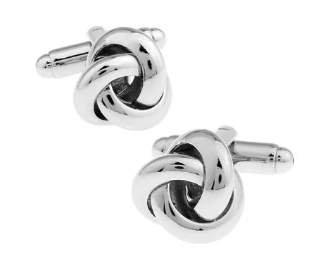 

1 Pair Retail Men's Cufflinks Silver Color Brass Knot Design