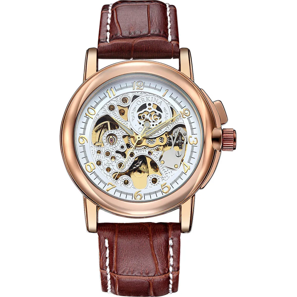 ORKINA мужские часы Топ бренд Роскошные автоматические Модные Скелет Механические