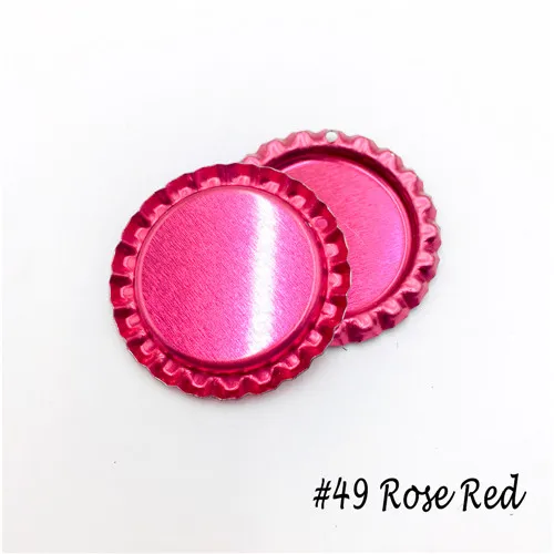 49-Rose 20 шт./лот, с отверстием внутри, цветная Круглая Плоская бутылочная шапочка для поделок, бант для волос, украшение для волос, ожерелье с бантом, аксессуары для ювелирных изделий - Цвет: 49-Rose