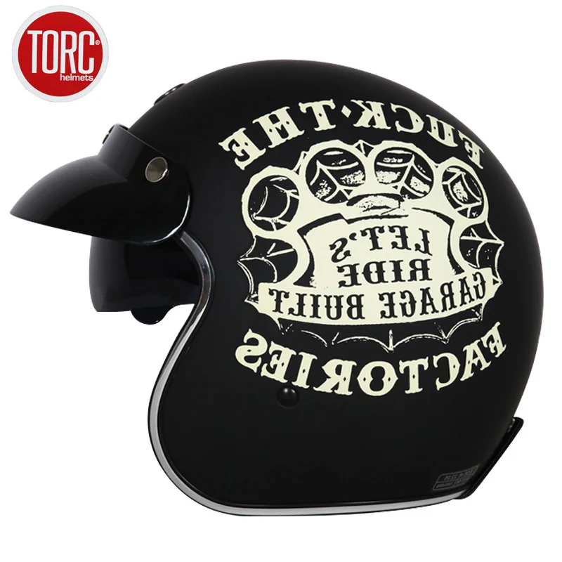 Мотоциклетный гоночный шлем TORC T57 винтажный с открытым лицом 3/4 для мотоциклистов