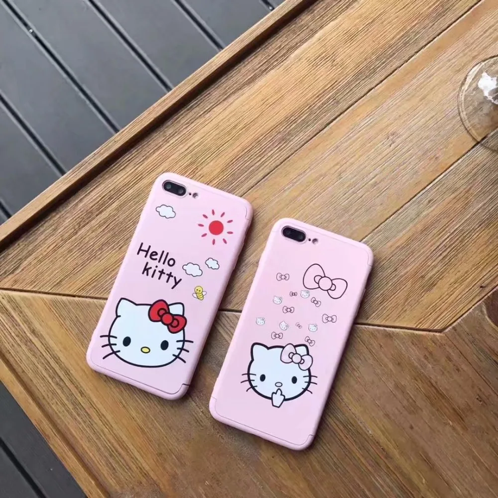 Для iPhone 7 Plus 360 градусов всего тела Минни Kitty Cat узор 3 в 1 жесткий корпус для 6 s 6/6 S +