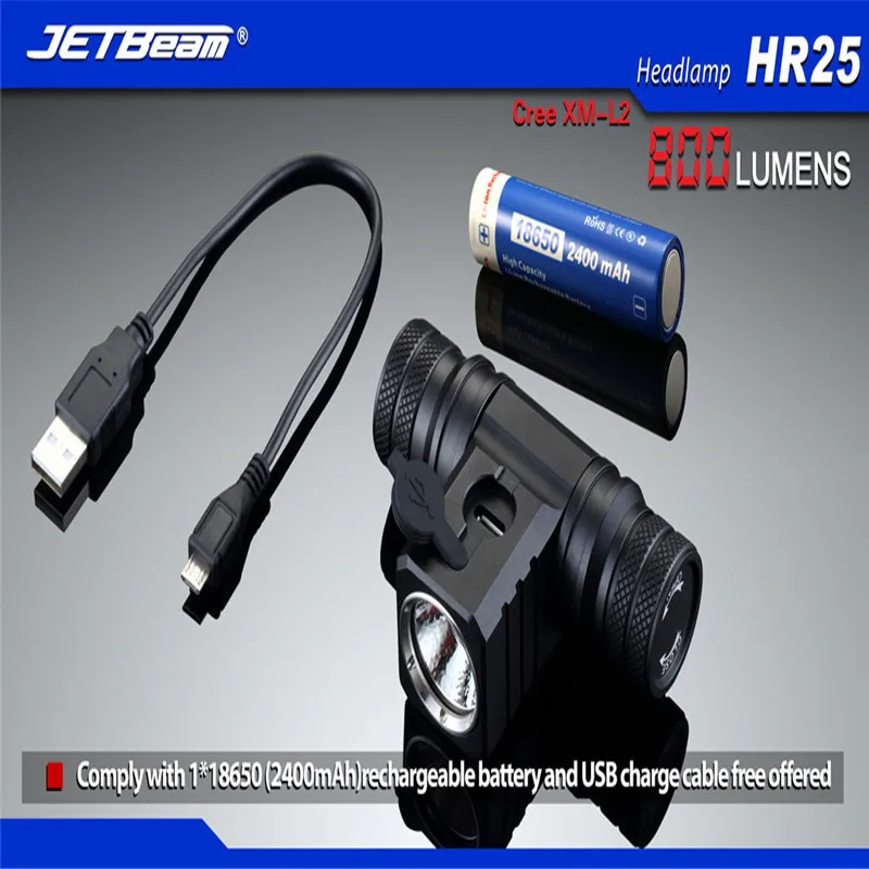 Фонарь на велосипедной головке для велосипеда передняя фара JETbeam HR25 XM L2 800 люмен
