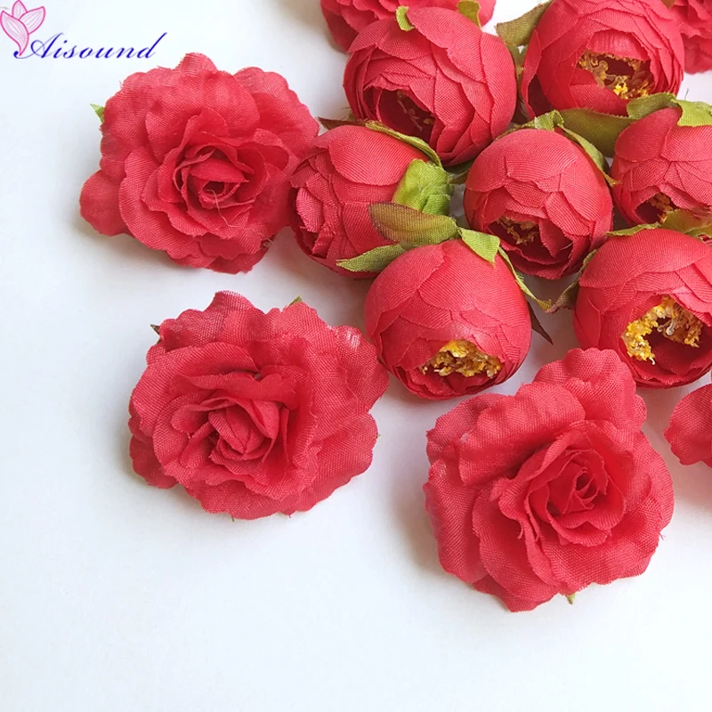 14pcs Artificial Silk Rose Flowers Heads Fake Camellia As DIY Craft Supplies Of Wreath Wedding Decoration flores