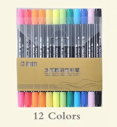 12 Colors 12/24/36/48 Цвета/коробка маркер для белой доски предметы для скрапбукинга мягкий акварель кисти ручки для эскиза искусство рисования маркеры манги канцелярских принадлежностей - Цвет: 12 Colors