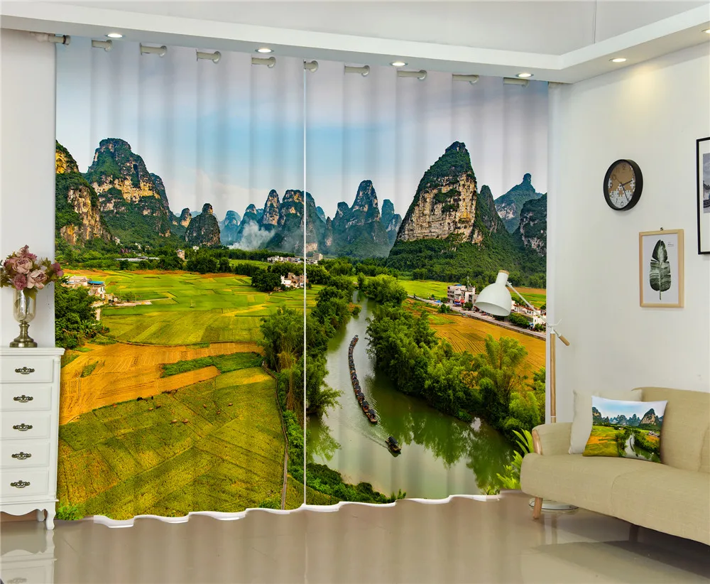 Роскошные затемняющие 3D оконные шторы Green brook для гостиной спальни занавески
