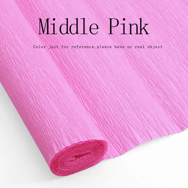 Middle Pink 50 см* 250 см Дети DIY морщин бумага оберточная бумага украшения оригами цветок Скрапбукинг креп бумага - Цвет: Middle Pink