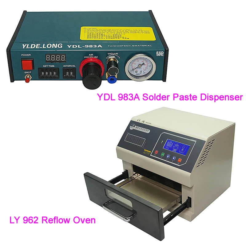 

LY 962 цифровой дисплей SMD SMT паяльная печь с оплавлением + YDL 983A Автоматическая флюс паяльной пасты диспенсер для BGA Rework