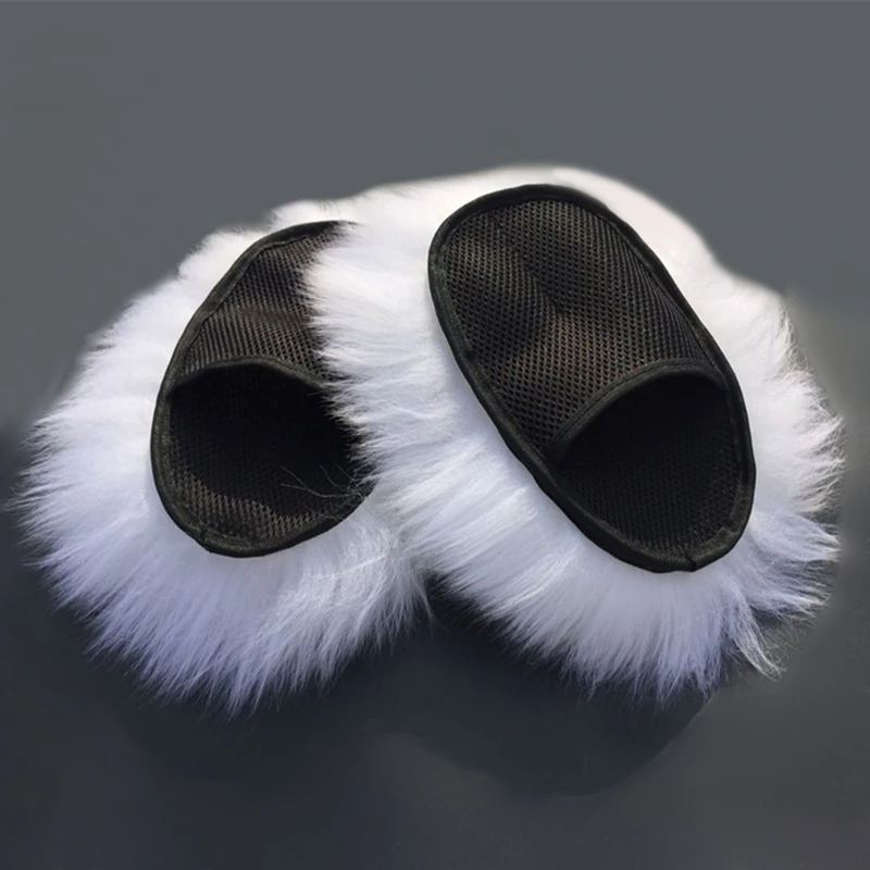 Супер Плюшевые 100% Овчины Подлинной Шерсти Перчатки Чистый Белый Роскошный