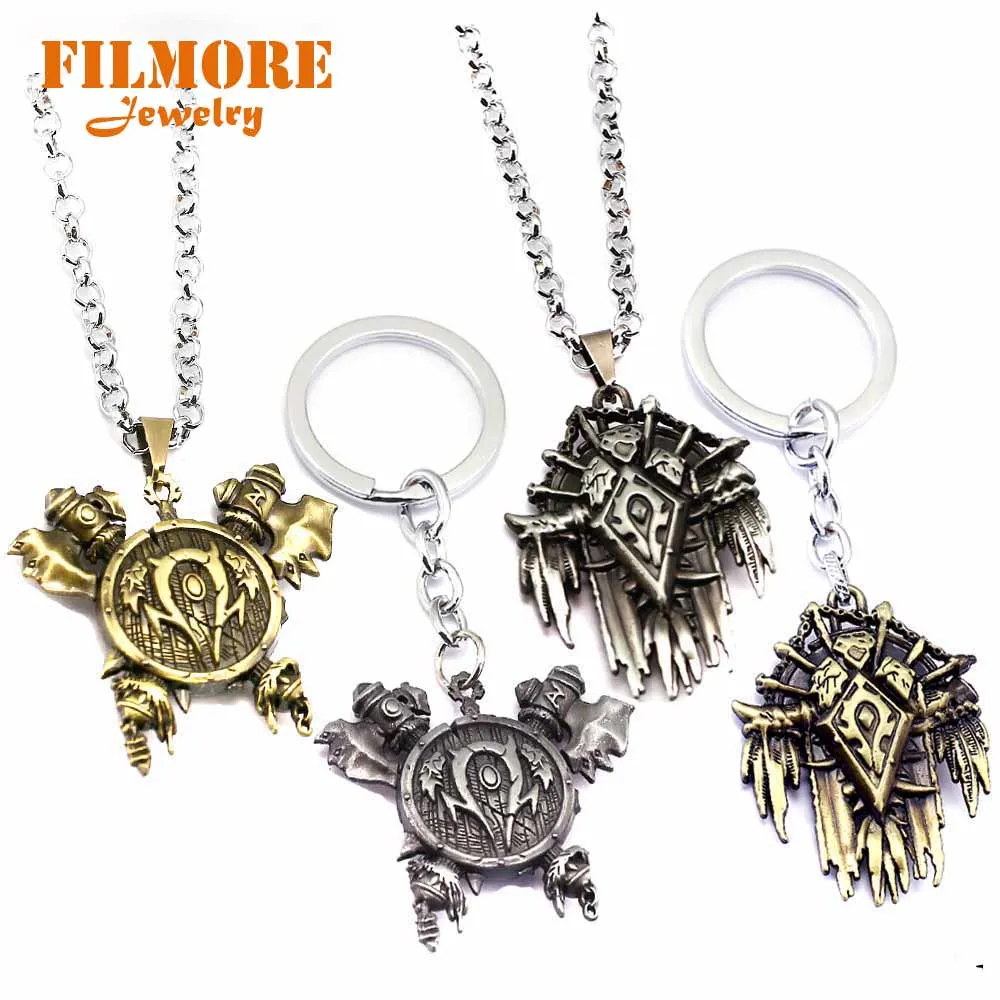 2019 винтажное ожерелье Warcraft игра подвеска брелок Alliance Tribe Horde металлический 3D знак