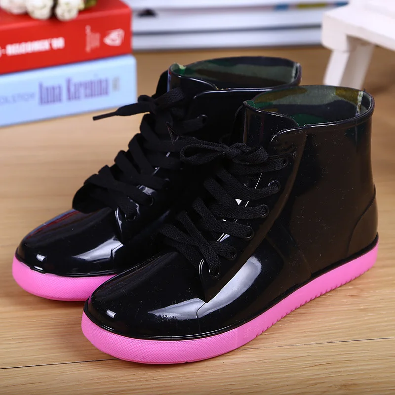 Новое поступление модные красочные резиновые сапоги водонепроницаемая обувь на