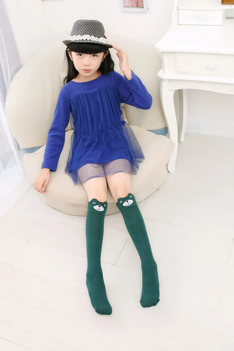 Детские гольфы для девочек с лисой милые Хлопковые в полоску объемным мультяшным