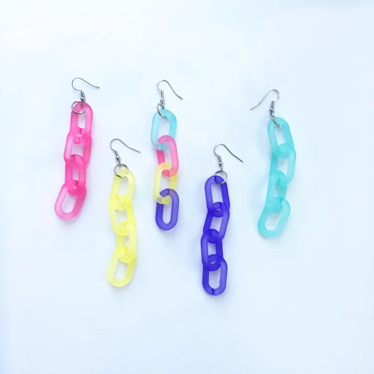 Прозрачный акриловый Коренастый Длинные серьги цепочки для женщин ювелирные