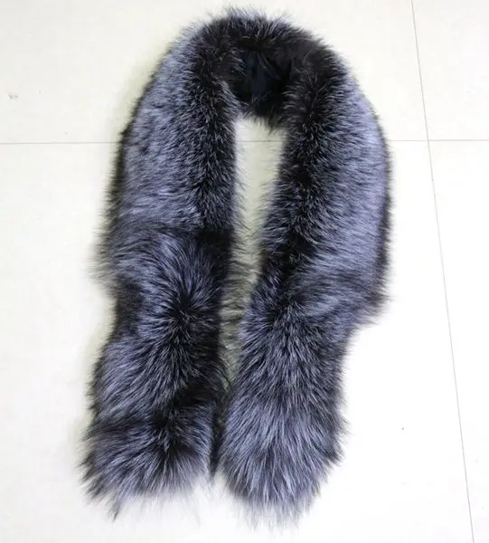 Interlining gray Женские шарфы из натурального меха 120 см, зимние мужские двухсторонние шарфы из натуральной серебристой лисы, роскошный шарф для пар с воротником из серой лисы - Цвет: Interlining gray