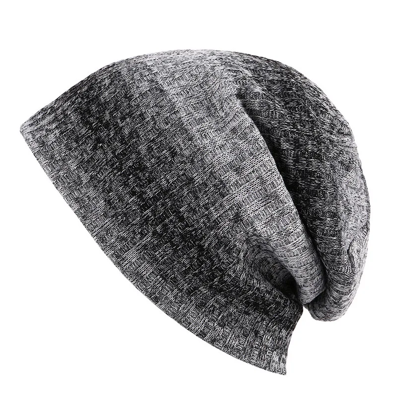Мужские шапки с градиентом CRUOXIBB брендовые вязаные высокого качества на осень и