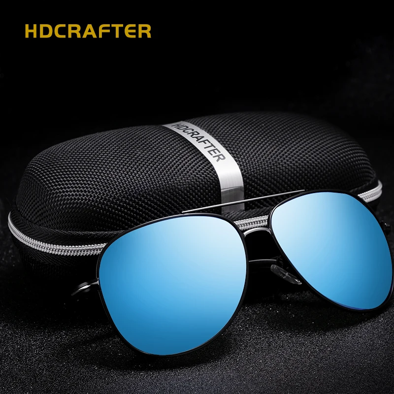 Мужские зеркальные солнцезащитные очки HDCRAFTER крутые поляризационные большие для