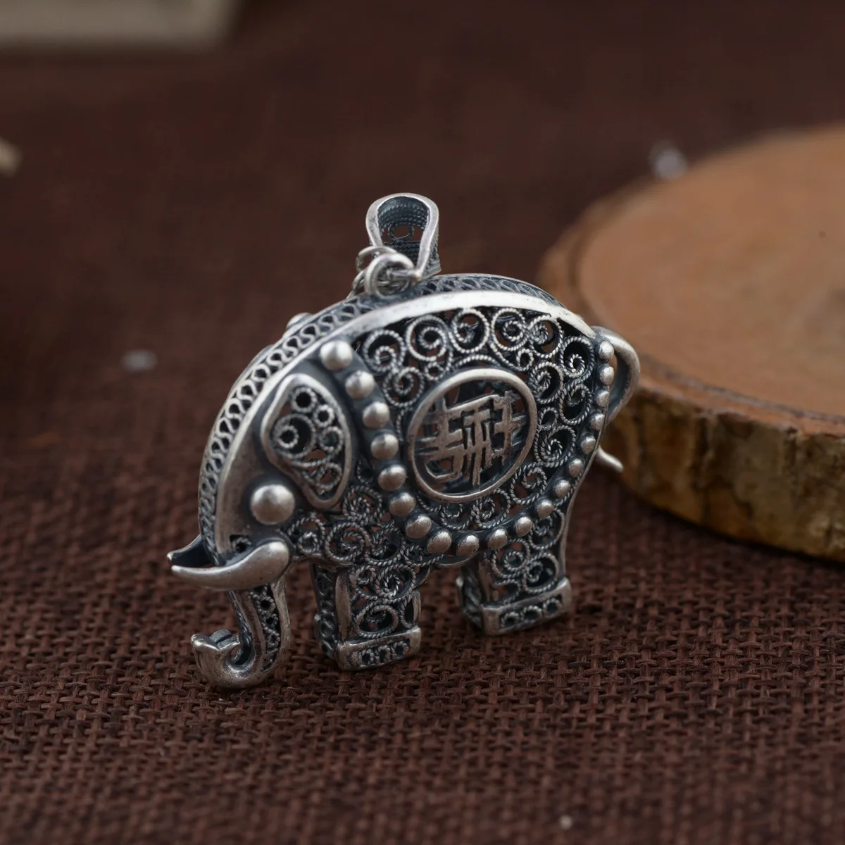 pendant 990 Silver silver wholesale filaments two-sided three-dimensional elephant sweater chain style female model | Украшения и