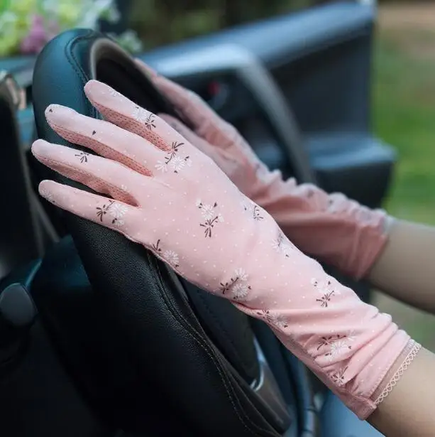 

Women's spring summer driving gloves lady's sunscreen medium long gloves lady's cotton anti-uv non-slip glove R368