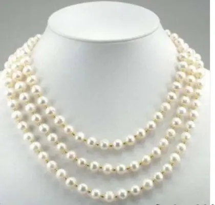 

Exquisite 3 rows White pearl Necklace and free gift