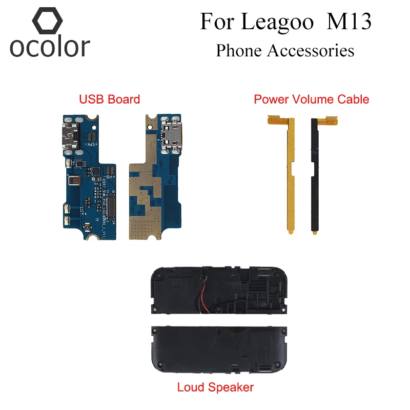 ocolor For Leagoo M13 USB Charge Board Loud Speaker Power Volume Cable Assembly Repair Parts Phone Accessories | Мобильные телефоны