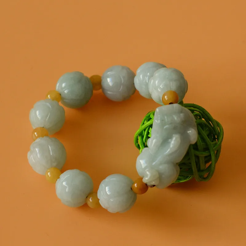 Браслет из натуральной кожи ручной работы резная Лотос PIXIU с круглыми бусинами