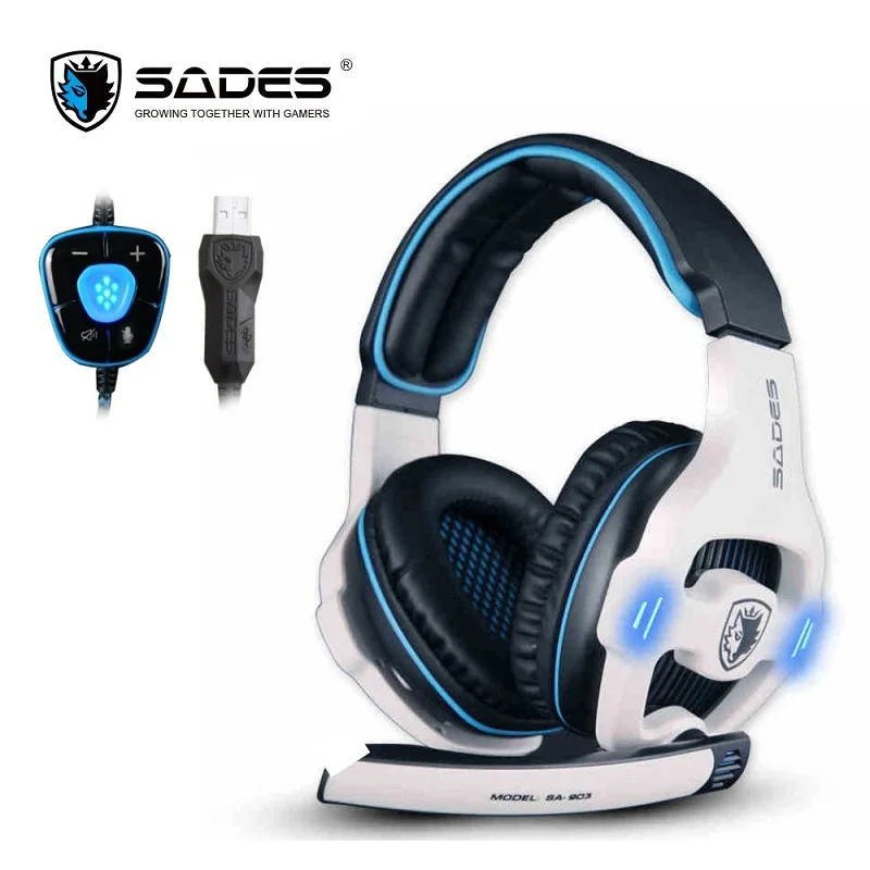 Игровая стереогарнитура SADES SA903 7 1 с объемным звуком USB светодиодный микрофоном и