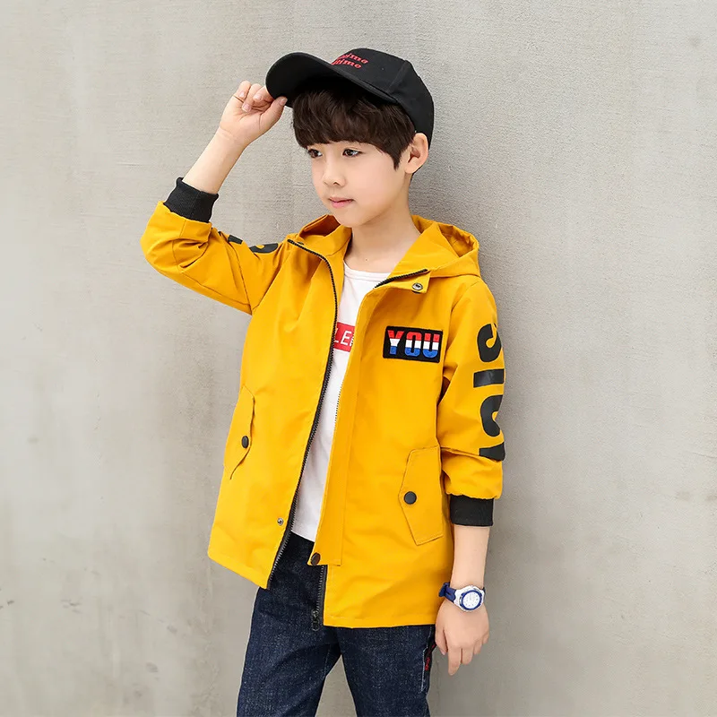 Пальто для мальчиков весна-лето 2019 г. новая детская ветровка с капюшоном и