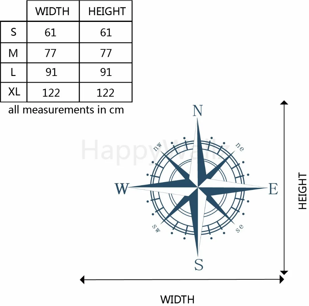 Наклейка на стену в виде компаса Современная виниловая настенная живопись