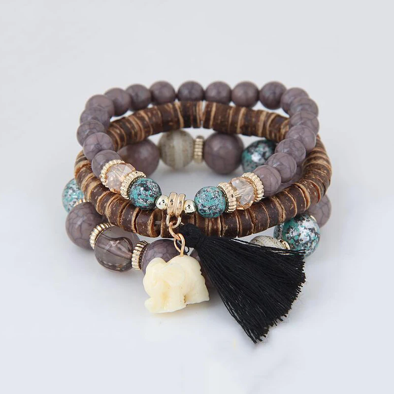 Boho Этническая Стиль микс из бисера браслет для женщин с кисточками Модные