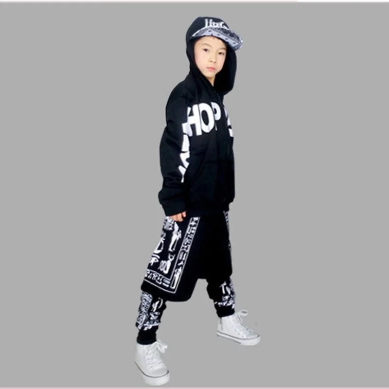Free Shipping Male Female Hip Hop Dance Costumes Child Hip-hop DS Costume Cotton T shirt Sequined Leotard Harem Pants |