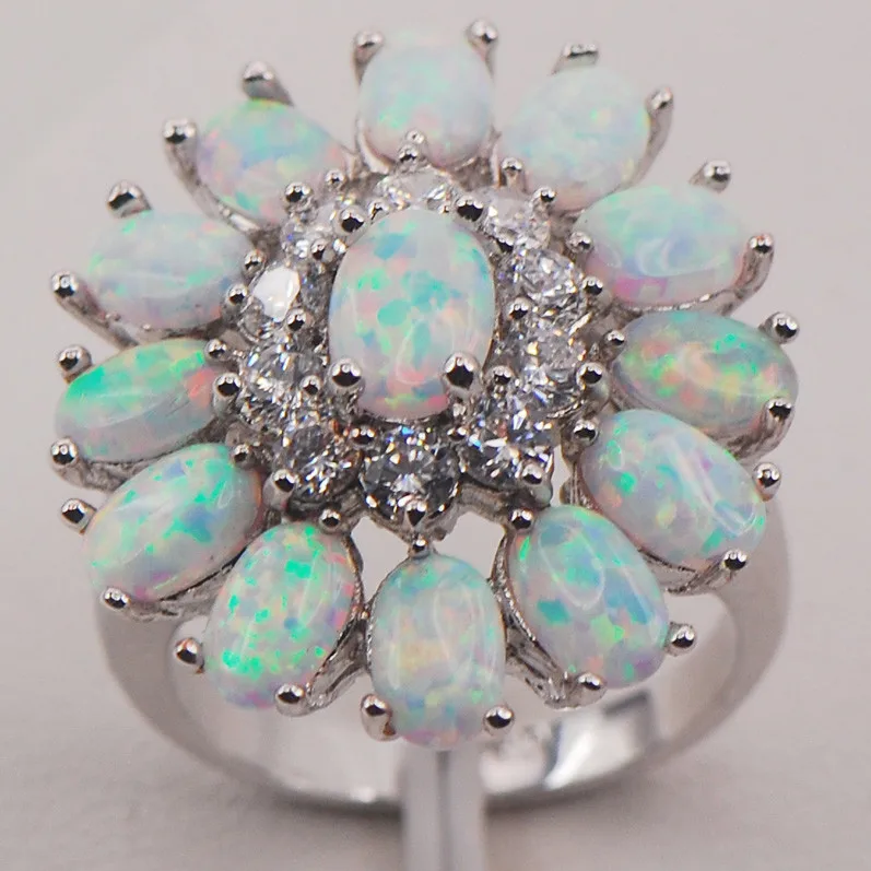 Белый огненный опал Австралия 925 серебро женщина Jewelry Кольцо Размеры 6 7 8 9 10 11 f577