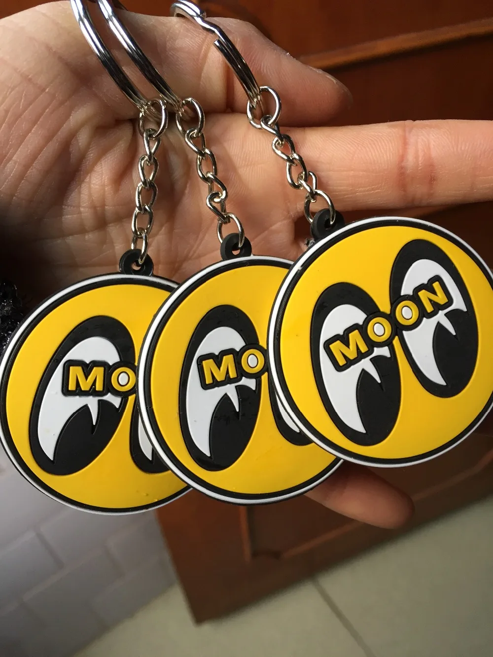 20 шт./лот mooneyes moon брелок в виде глаза Двусторонняя цепочка для ключей оптовая