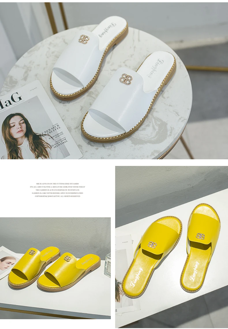 Kjstyrka chaussures femme Мода г. лето кристалл Тотем снаружи однотонная удобная обувь женские шлёпанцы для женщин pantoufle femme