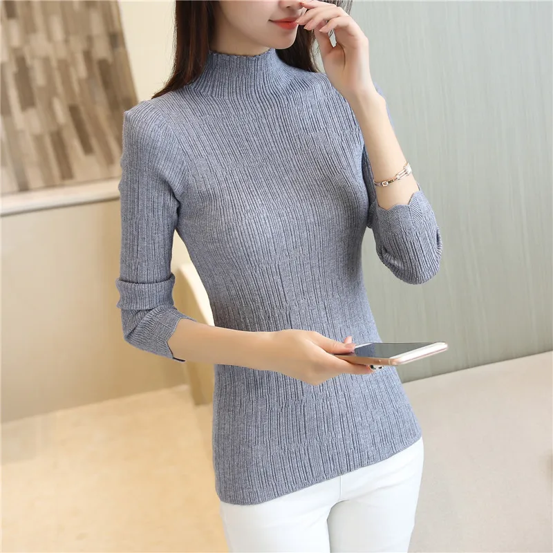 Новый зимний свитер тонкий половина Корейский высокой шеей платье рубашка |