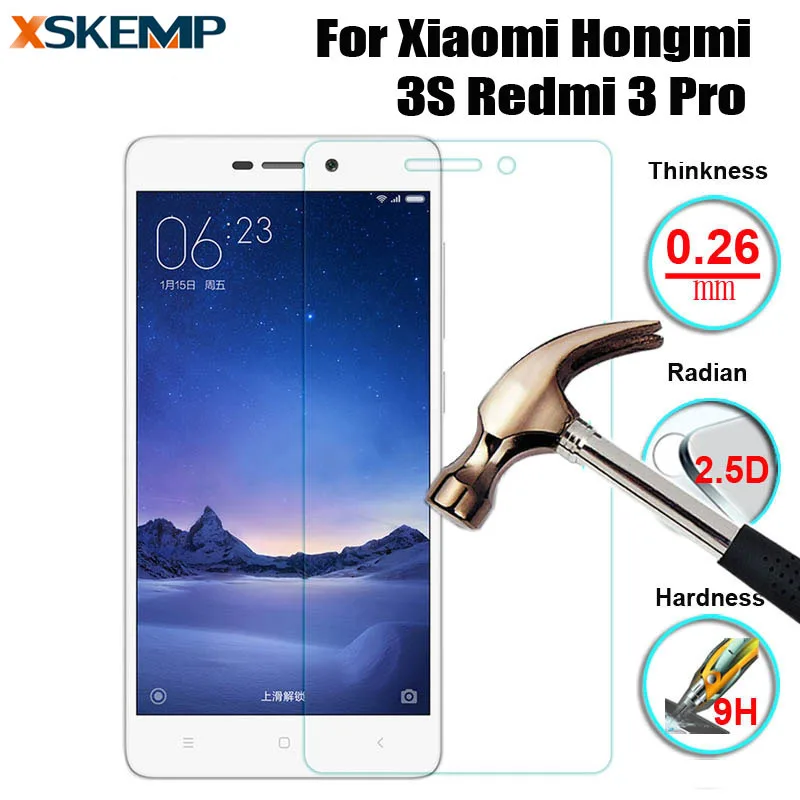 Ударопрочная Защитная пленка для Xiaomi Hongmi 3S Redmi 3 Pro глянцевое закаленное стекло