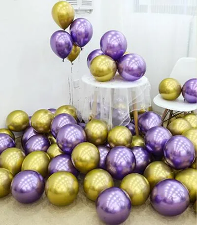 gold purple 50 шт. хромированные золотые шары Мигающие металлические шары толстые жемчужные Металлические Свадебные украшения металлические шары 10 дюймов 1,8 г - Цвет: gold purple