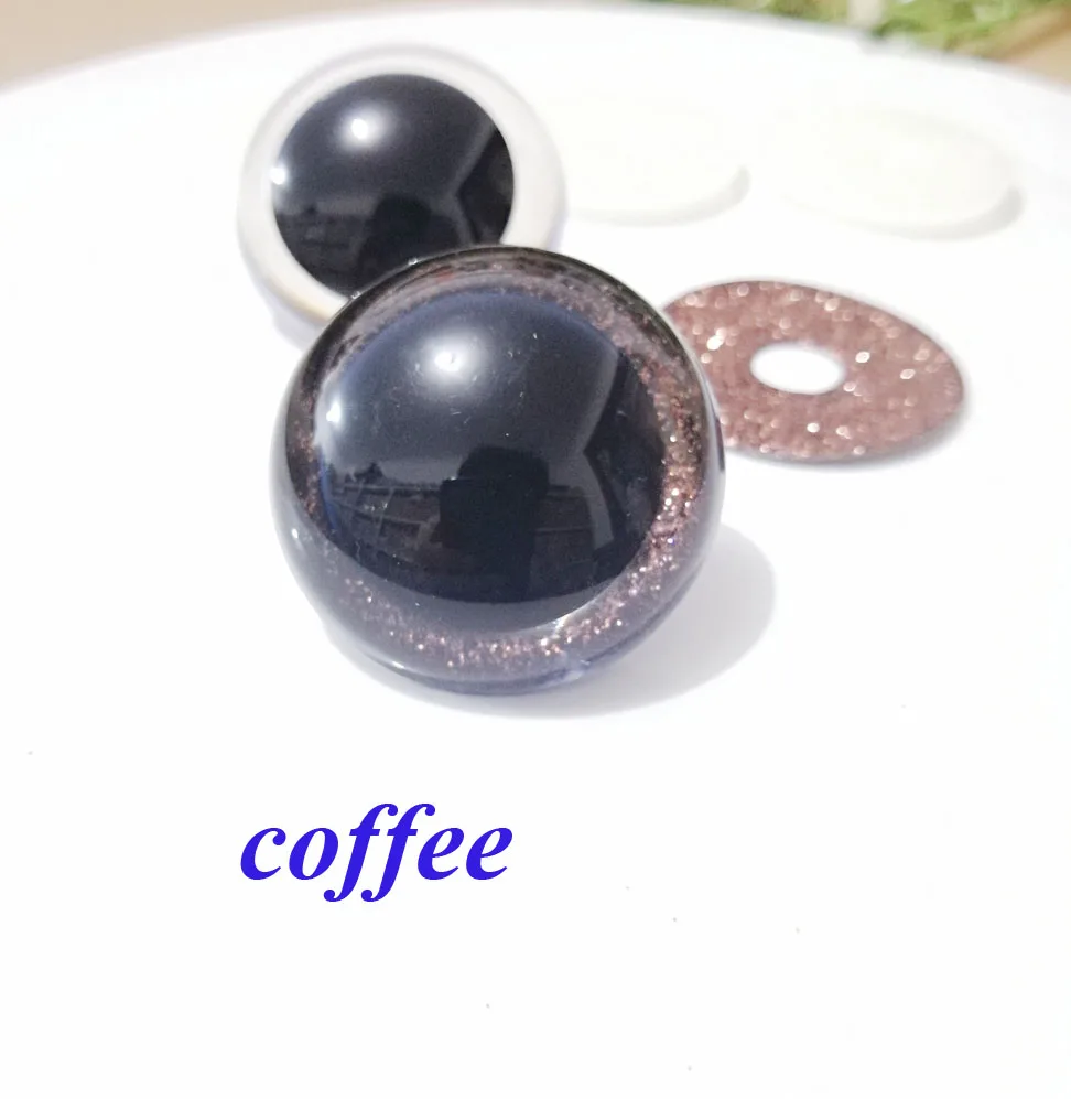 coffee color 20 шт- Новые 13 мм-24 мм круглые пластиковые безопасные прозрачные для игрушек глаза+ блестящие нетканые материалы+ Жесткая шайба для плюшевой куклы-Размер option-N8 - Цвет: coffee color